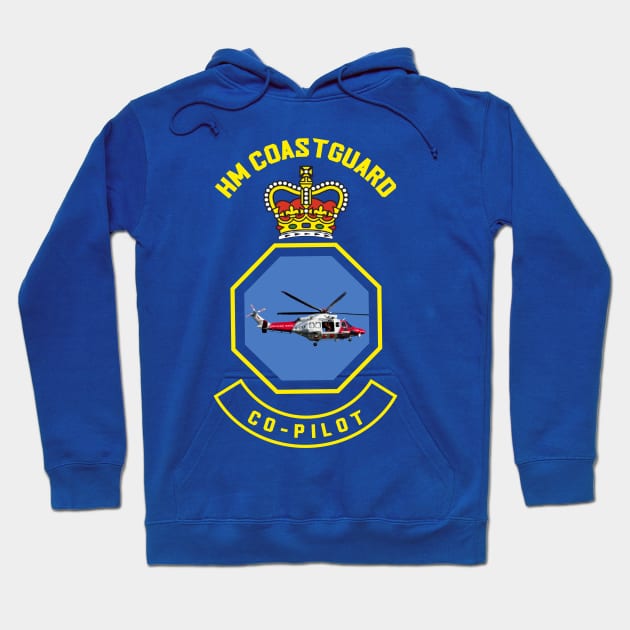 Co-Pilot - HM Coastguard rescue AugustaWestland AW189 helicopter based on coastguard insignia Hoodie by AJ techDesigns